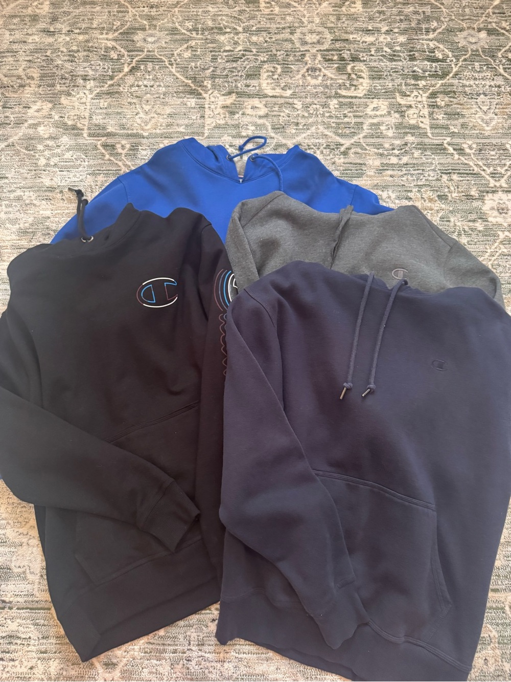 Champion Hoodies in Black, Navy, Royal Blue, and Gray